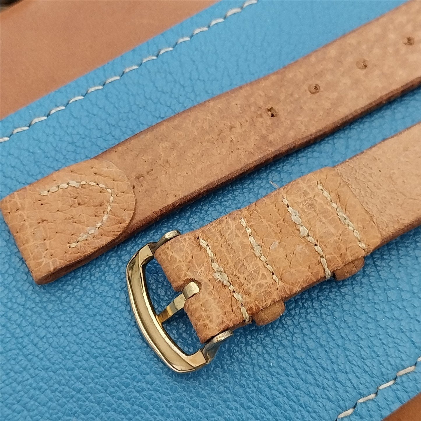 1940s Single Layer Hazel Pigskin 5/8" Vintage Watch Band & Deluxe Buckle