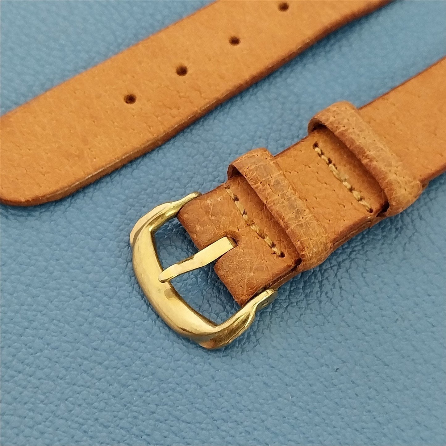 1940s Single Layer Hazel Pigskin 5/8" Vintage Watch Band & Deluxe Buckle