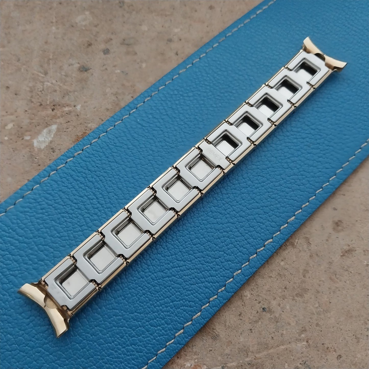 Vintage 19mm 18mm Gold Filled & Alligator Gemex Caballero nos 1950s Watch Band