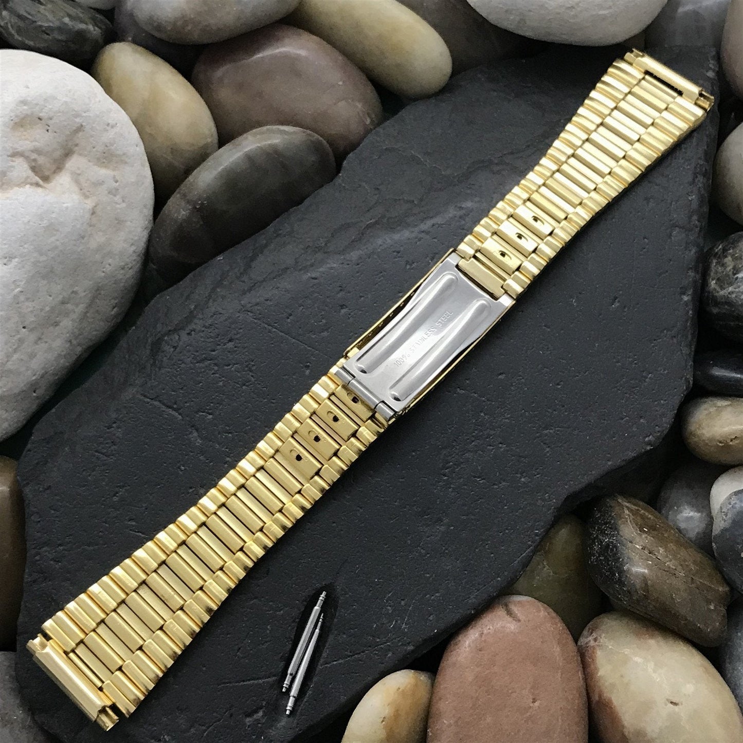 19mm 20mm 21mm Gold-Plated LED LCD nos 1970s-1980s Vintage Watch Band