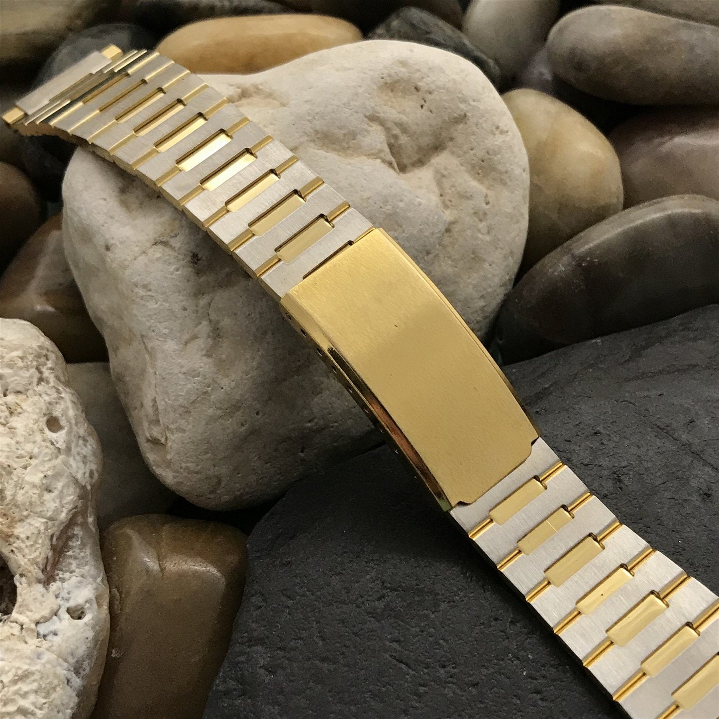 19mm 20mm 21mm Stainless &Gold-Plated LED LCD nos 1970s-1980s Vintage Watch Band