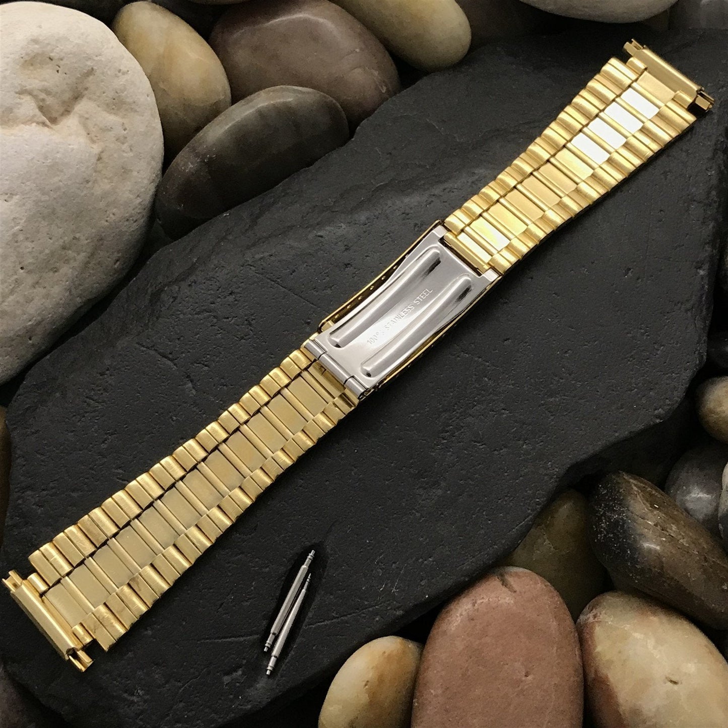 19mm 20mm 21mm Stainless &Gold-Plated LED LCD nos 1970s-1980s Vintage Watch Band