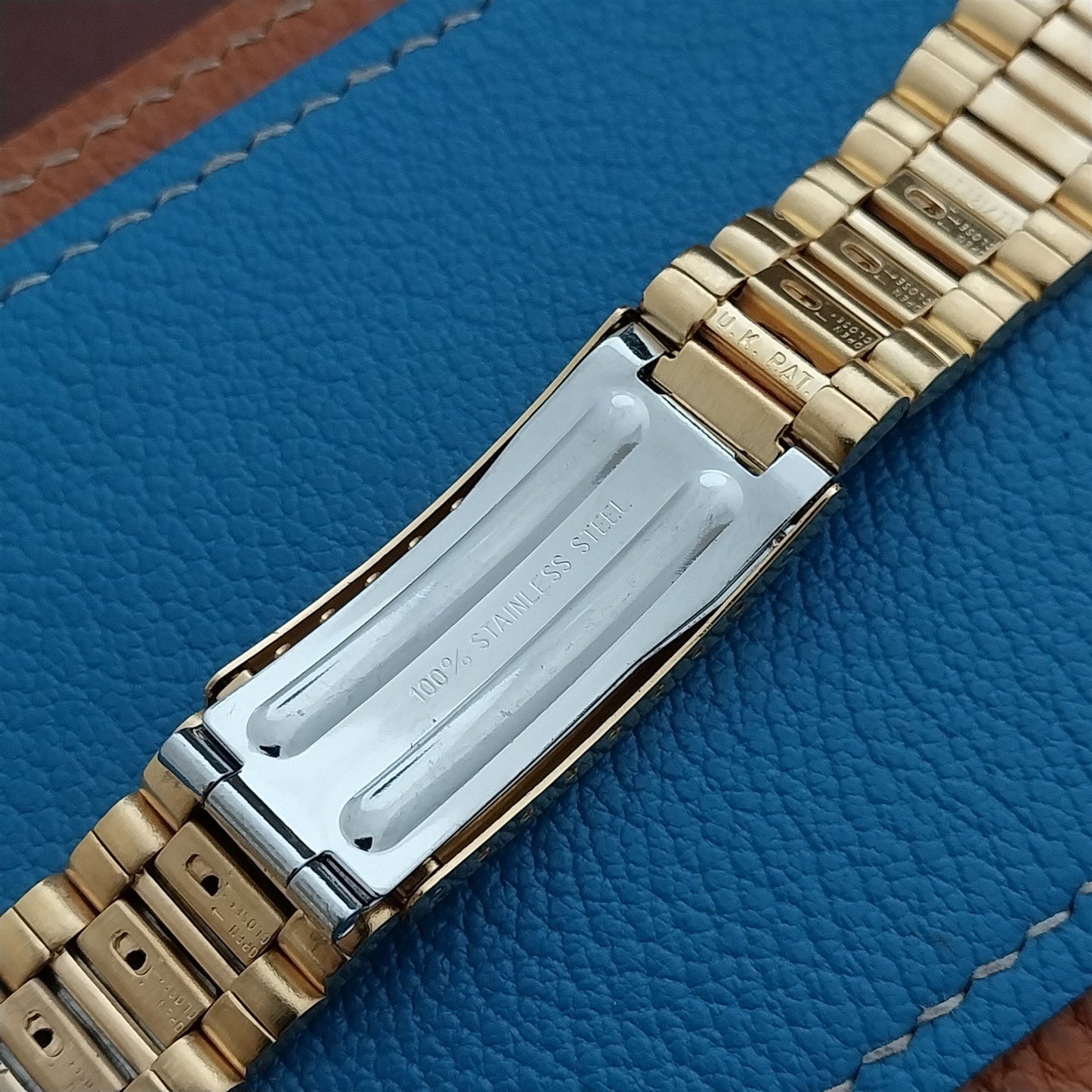 20mm Flared Gold-Tone LED LCD Unused old-stock nos 1970s Vintage Watch Band