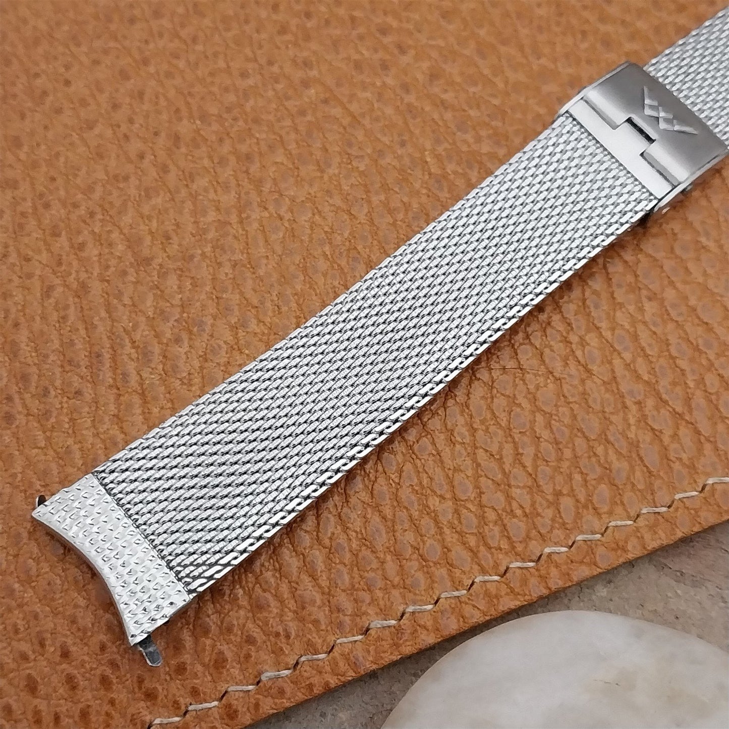 17.2mm Vintage Waltham Stainless Steel Mesh Unused 1970s Unused Watch Band