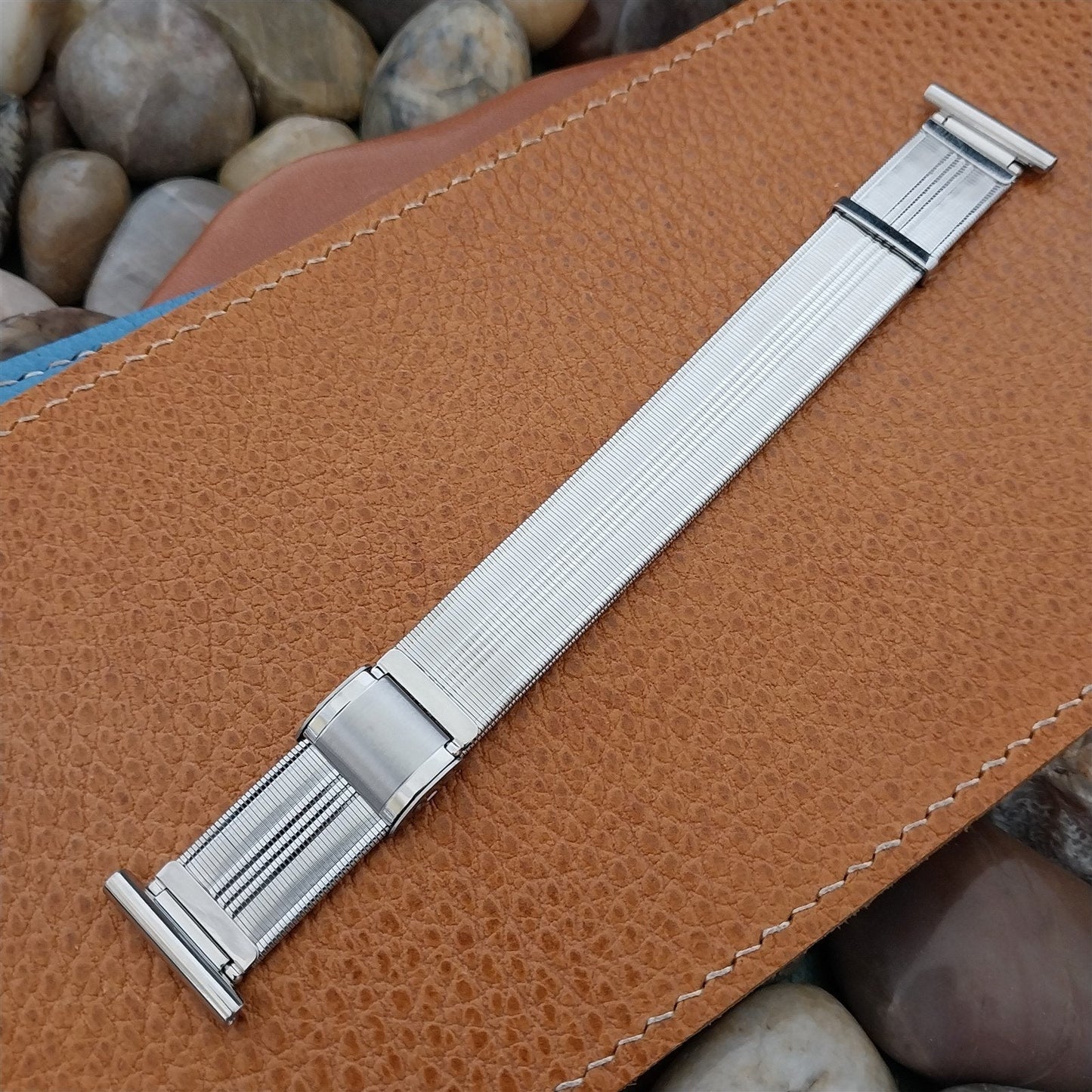 20mm 19mm Stainless Steel Classic Overlap Unused 1950s Vintage Watch Band