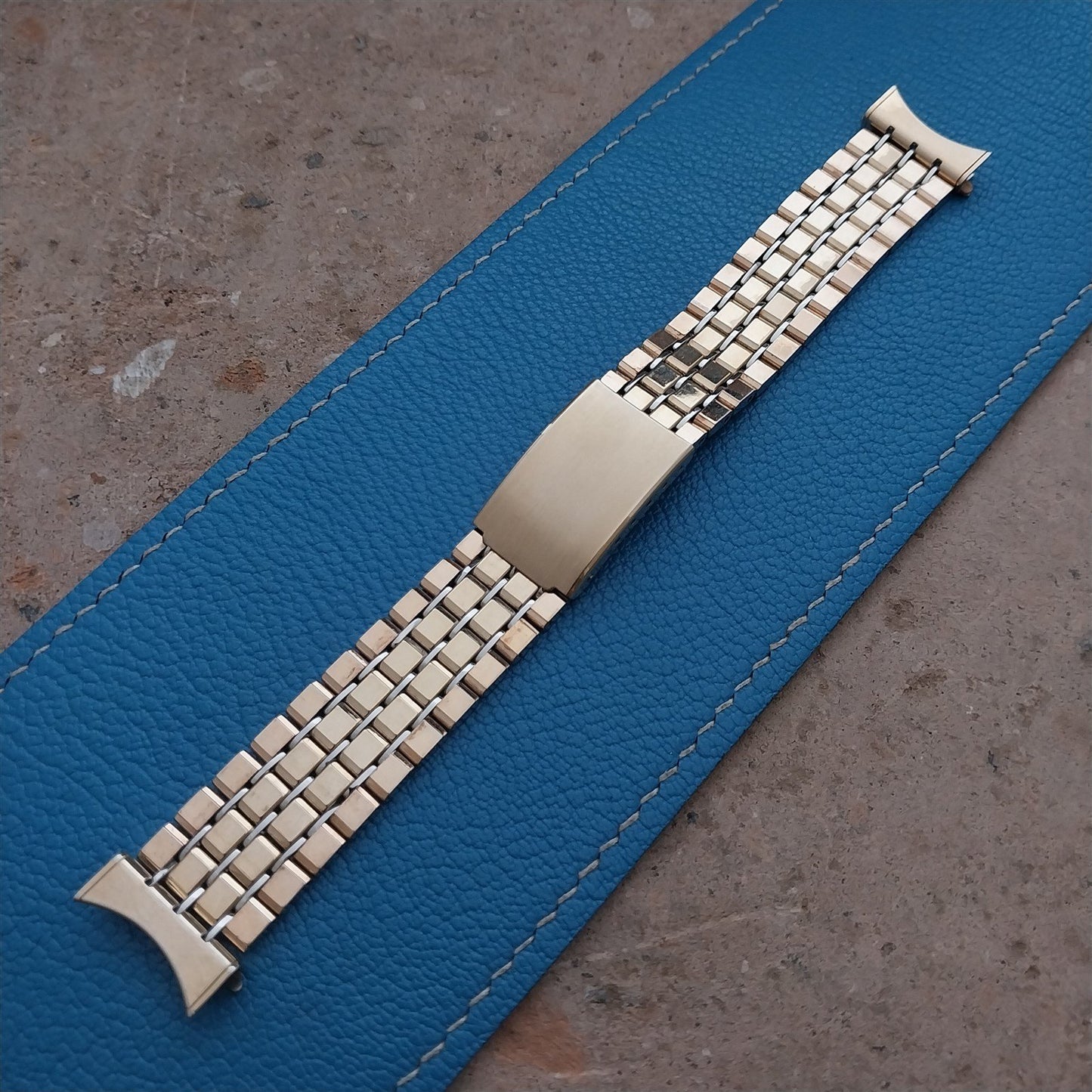 19mm 18mm Kreisler Stelux Stainless Steel & Gold Unused Vintage Watch Band
