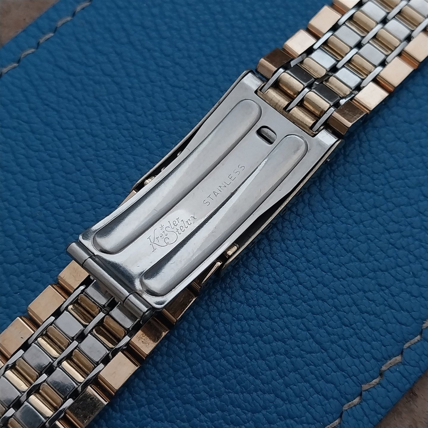 19mm 18mm Kreisler Stelux Stainless Steel & Gold Unused Vintage Watch Band