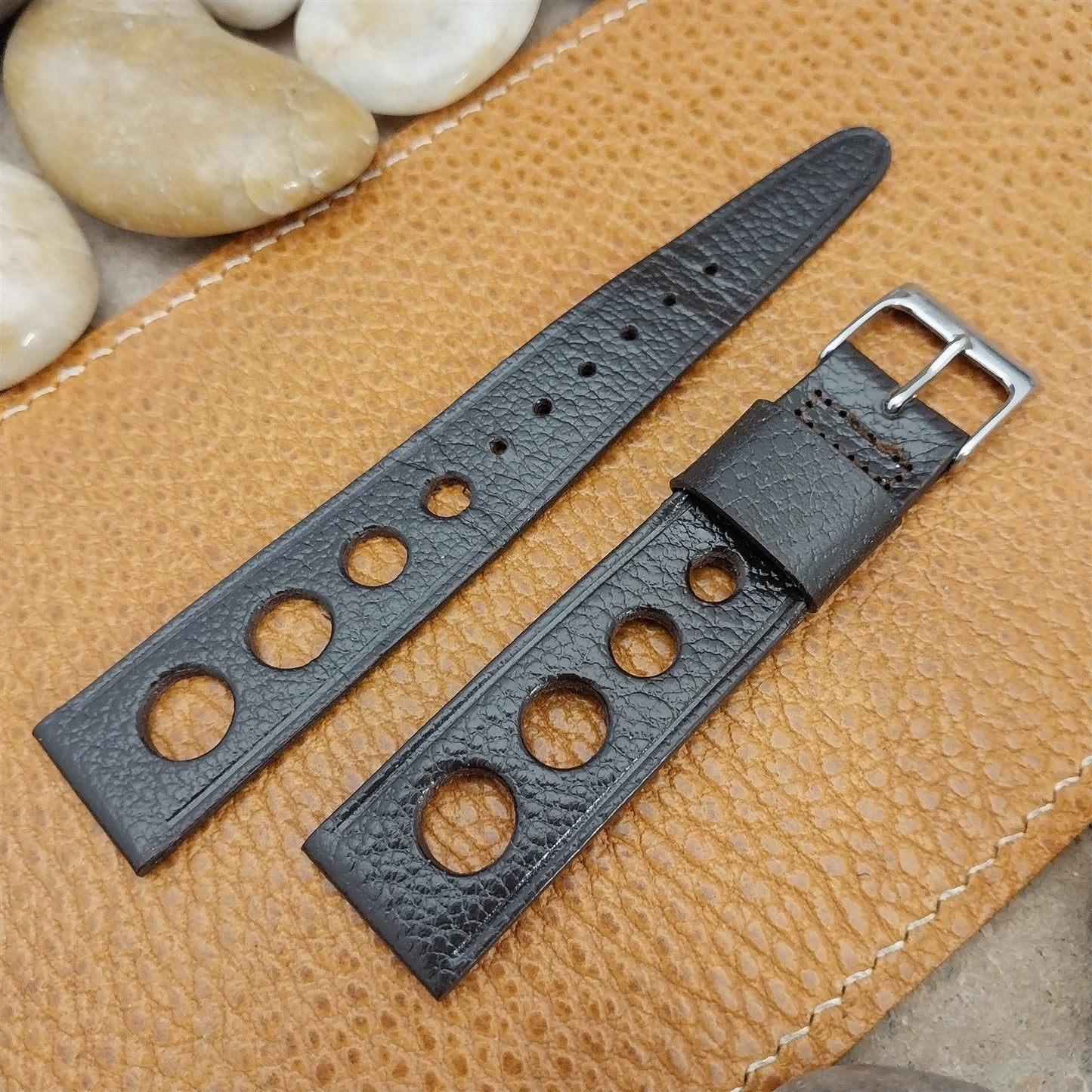 19mm Kreisler Brown Tapered Leather Rally Unused 1960s-1970s Vintage Watch Band