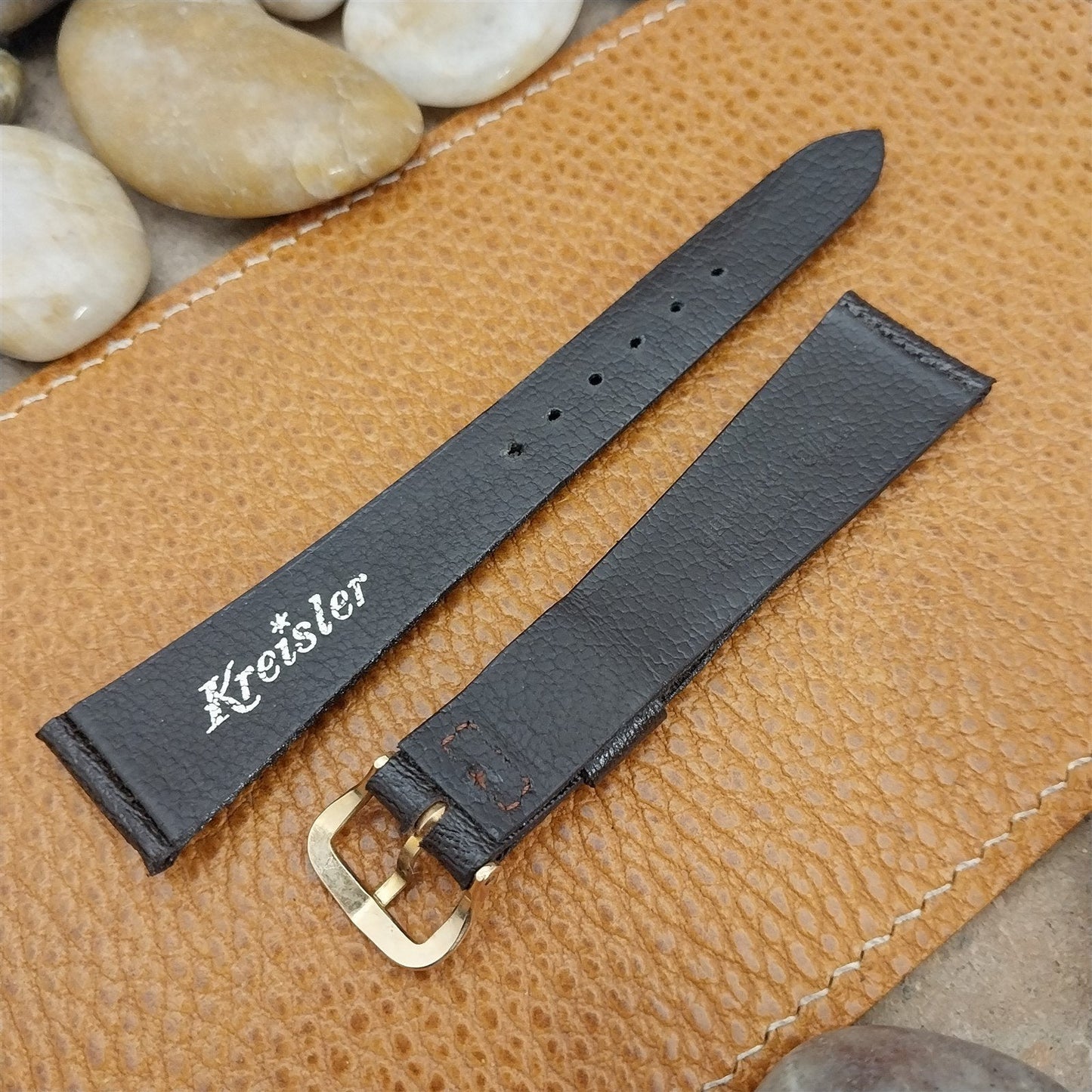 3/4" 19mm Kreisler Brown Pin Seal Leather Unused nos 1960s Vintage Watch Band