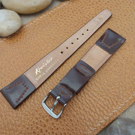 Shell Cordovan 18mm Tapered Brown Kreisler nos Unused 1960s Vintage Watch Band