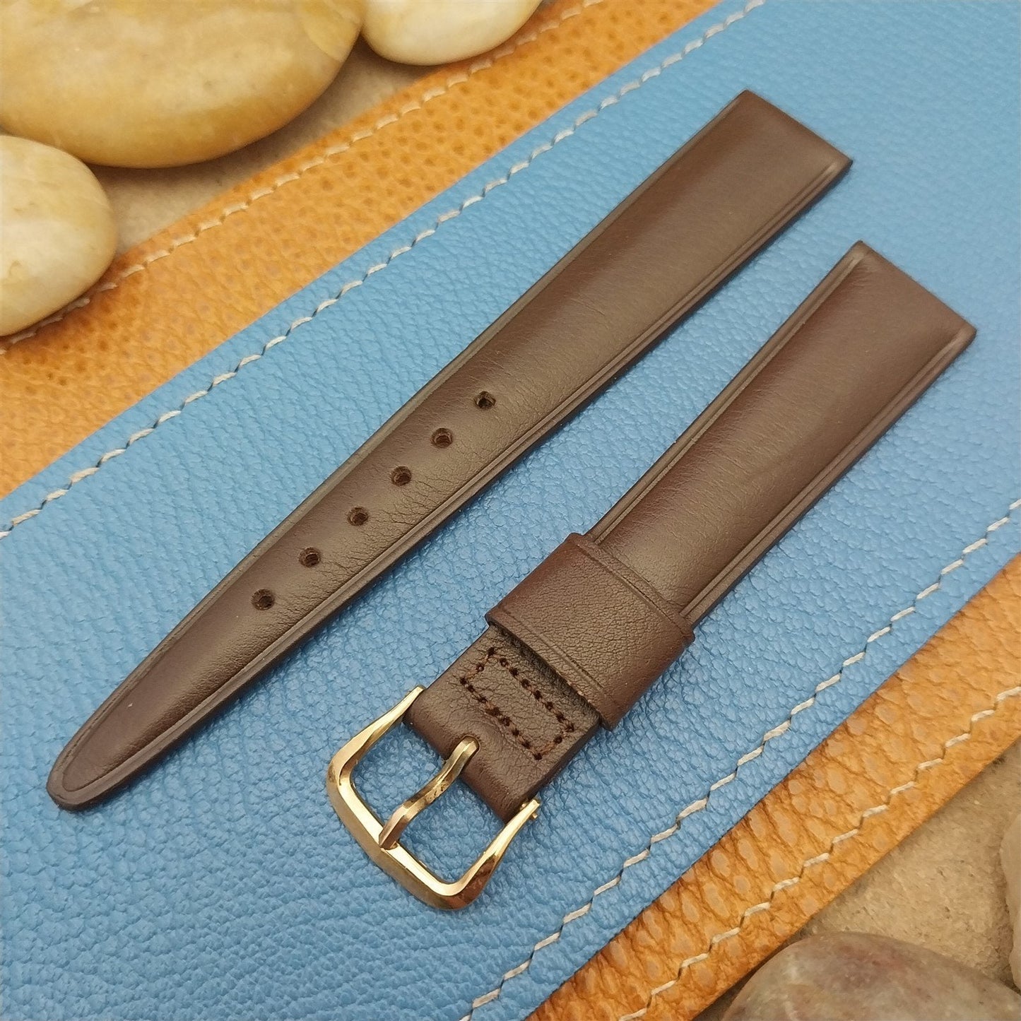 17mm Kreisler Trapeze Tapered Brown Calf Leather nos Vintage Watch Band