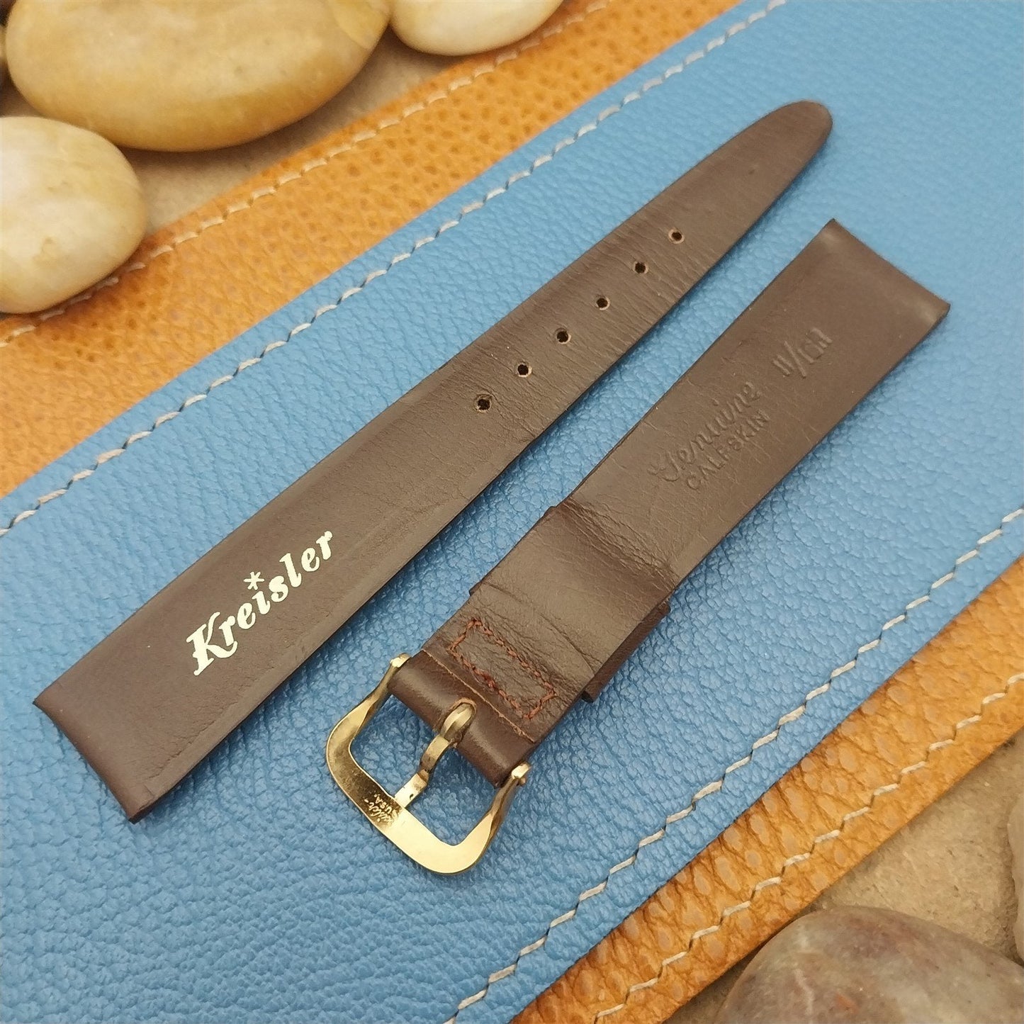 17mm Kreisler Trapeze Tapered Brown Calf Leather nos Vintage Watch Band