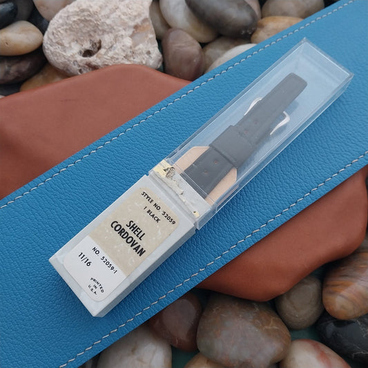 18mm Black Shell Cordovan Kreisler nos Unused 1960s Vintage Watch Strap