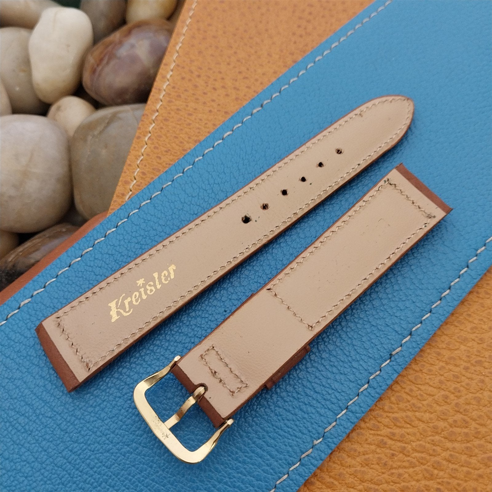 17mm Kreisler Brown Calf Tapered Leather nos Unused 1960s Vintage Watch Band