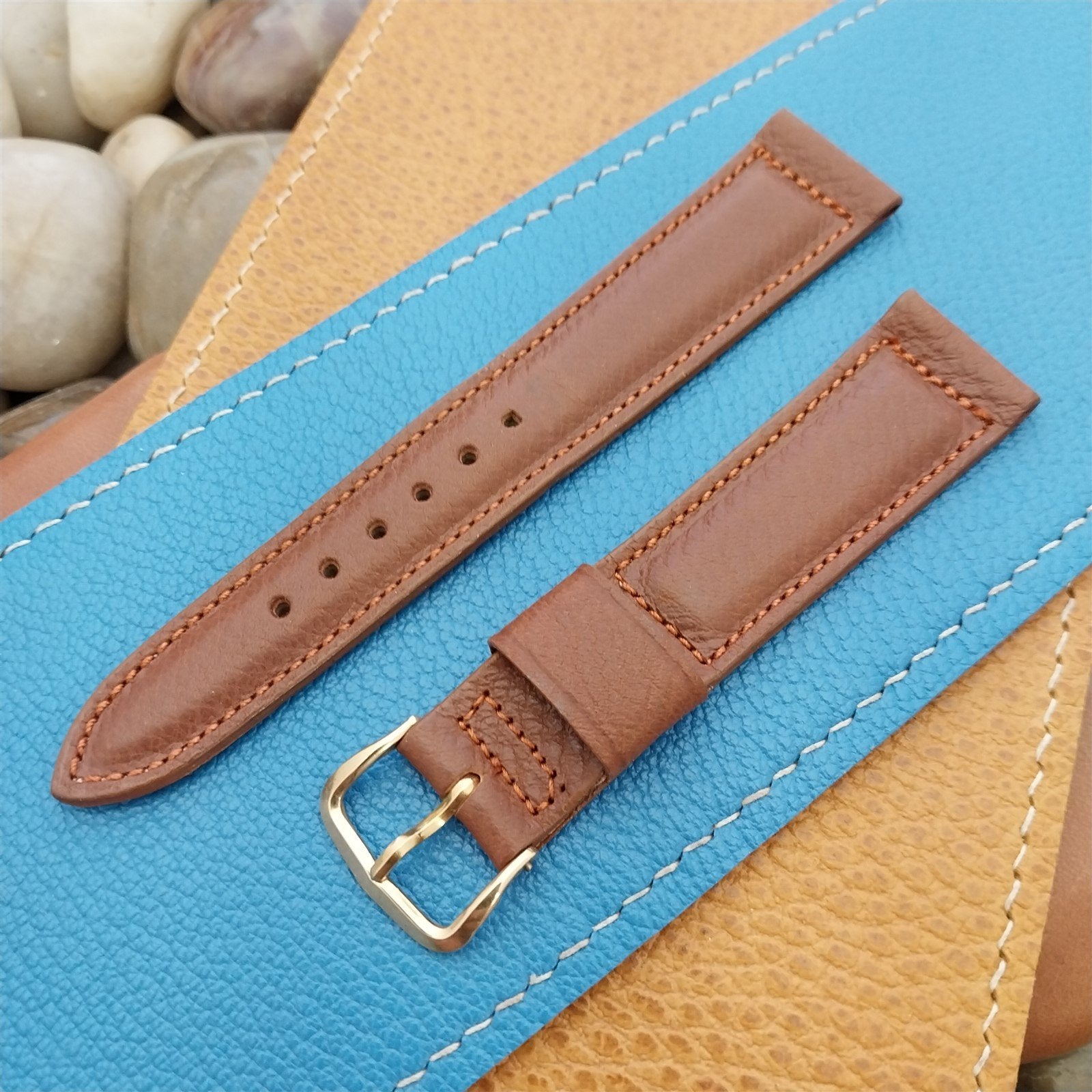 19mm Kreisler Brown Saddle Tapered 19/16 nos Unused 1960s Vintage Watch Band