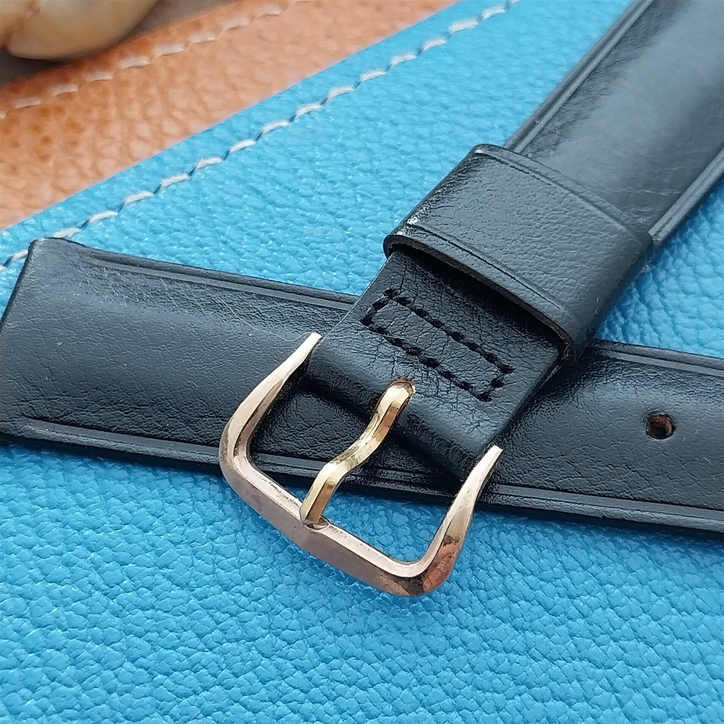 3/4" Kreisler Trapeze Tapered Black Calf Leather nos Vintage Watch Band