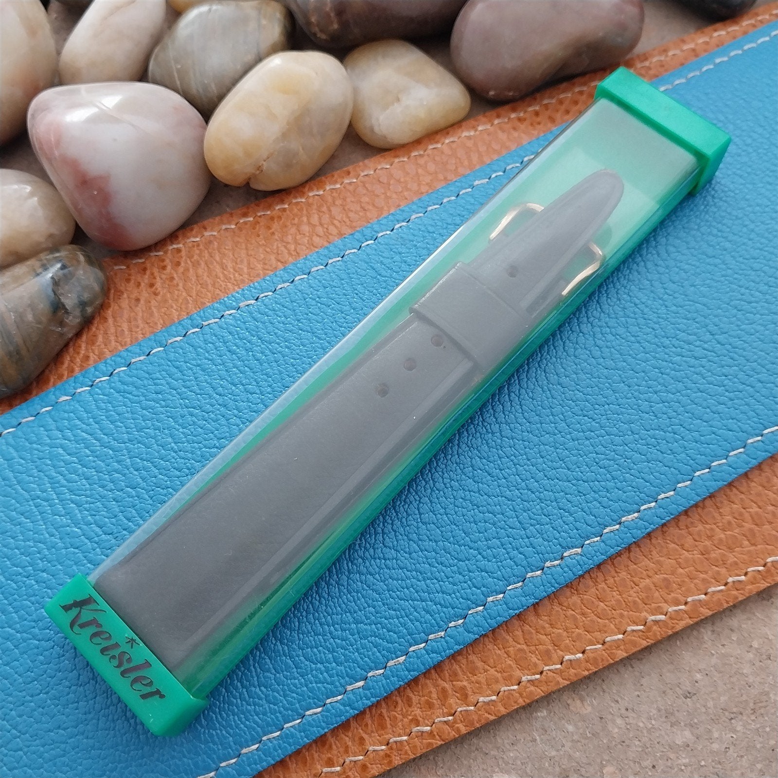 3/4" Kreisler Trapeze Tapered Black Calf Leather nos Vintage Watch Band