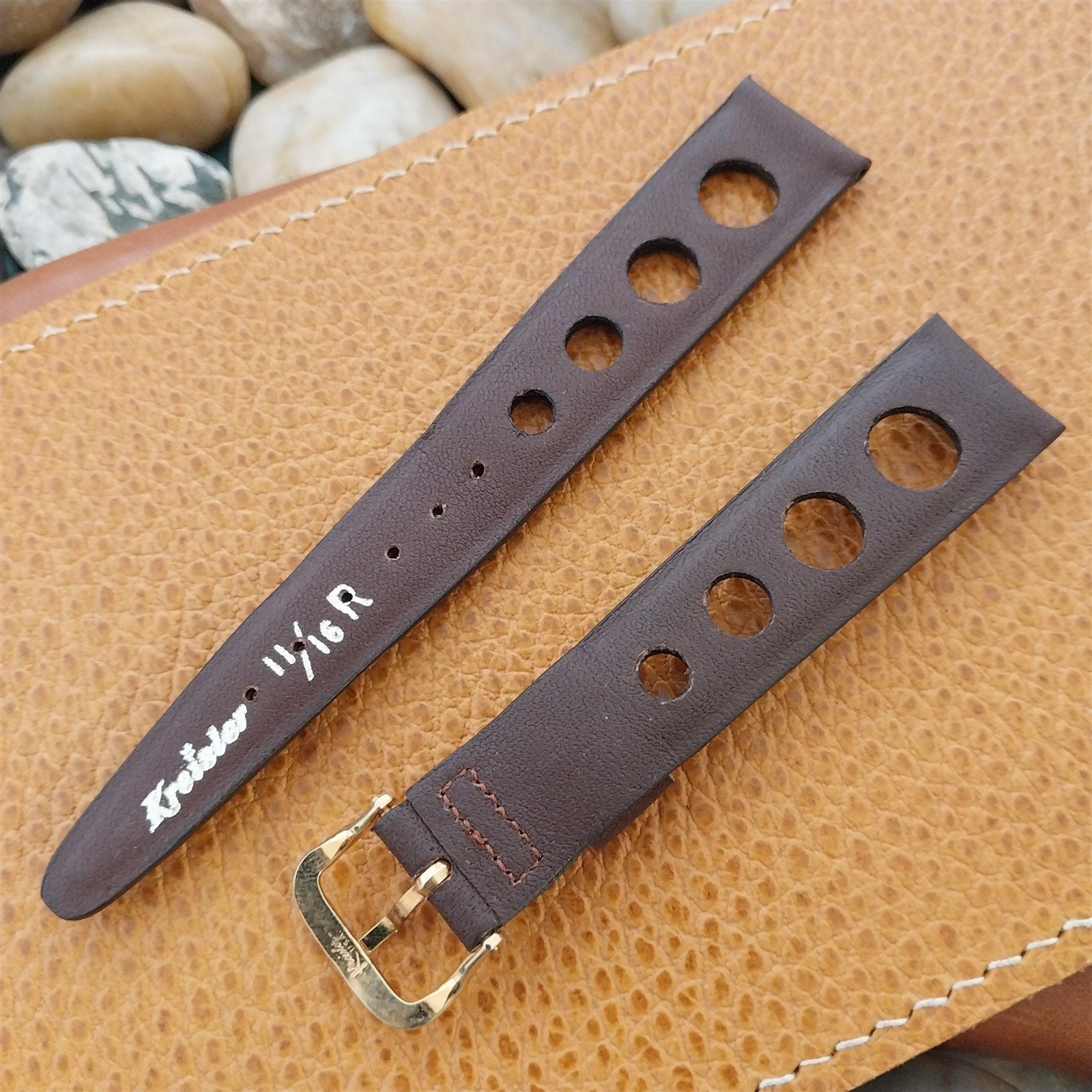 11/16" Kreisler Brown Glove Leather Rally Unused 1960s-1970s Vintage Watch Band