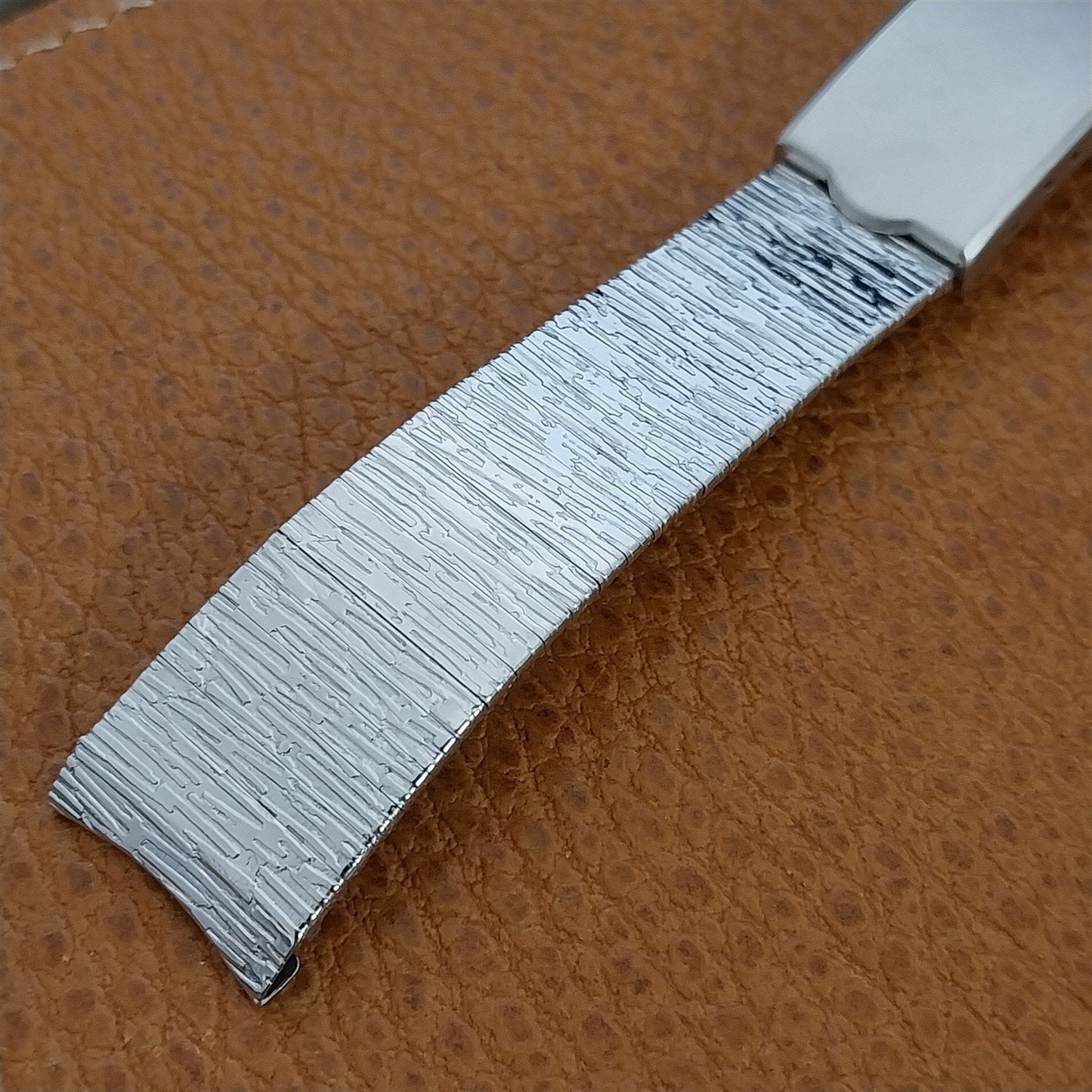 17.2mm 10k White Gold Filled Hadley Elgin Classic Unused nos Vintage Watch Band