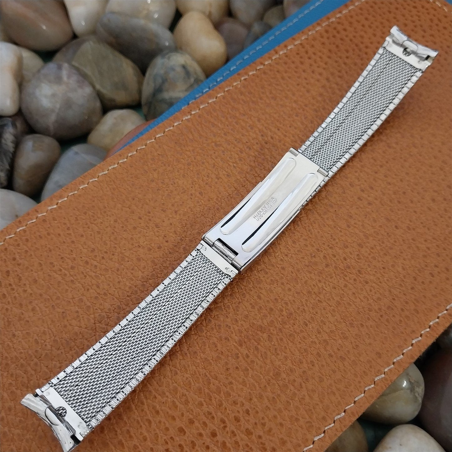 17.2mm 10k White Gold Filled Hadley Elgin Classic Unused nos Vintage Watch Band