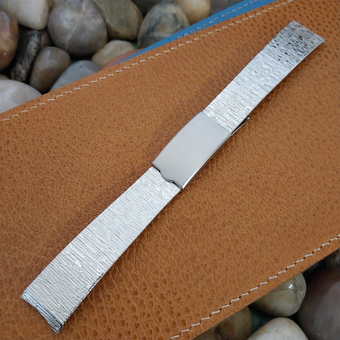 17.2mm 10k White Gold Filled Hadley Elgin Classic Unused nos Vintage Watch Band