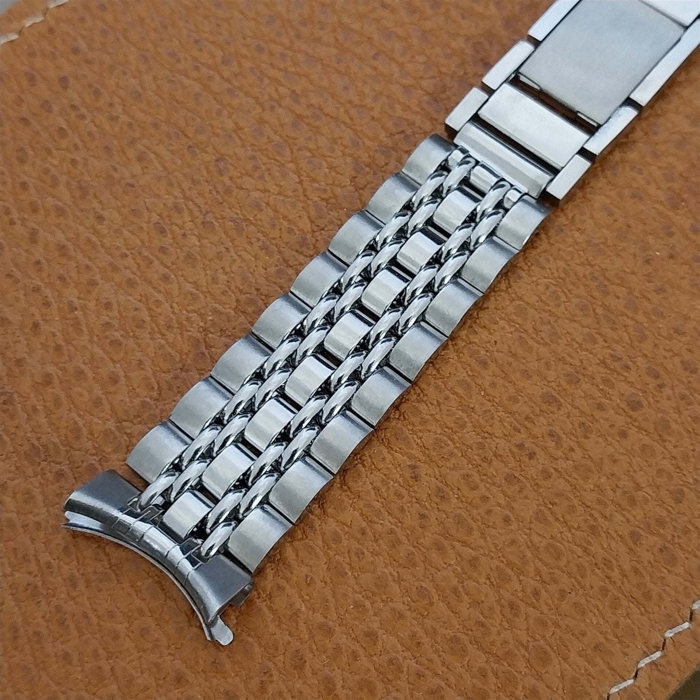 19mm Stainless Steel Beads of Rice Unused nos 1960s-1970s Vintage Watch Band