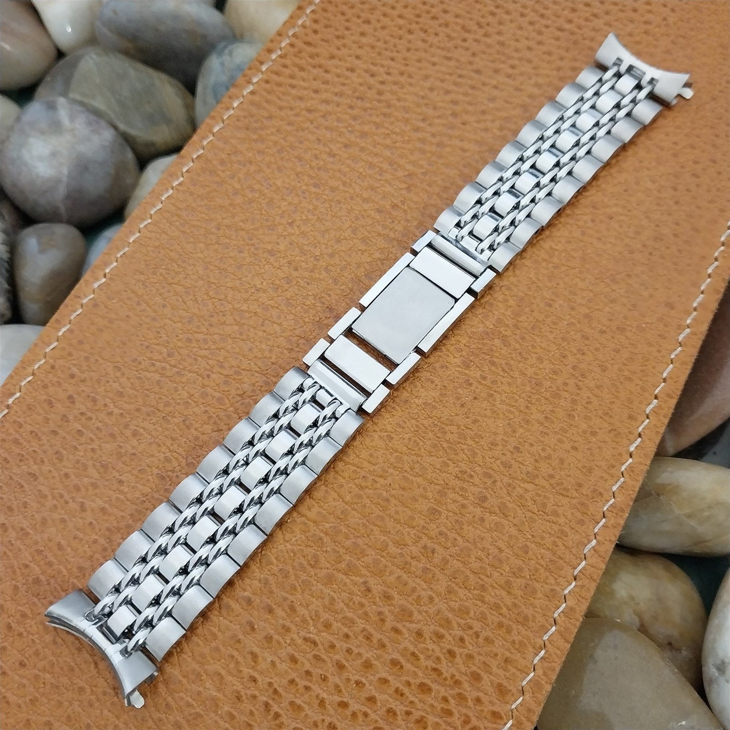 19mm Stainless Steel Beads of Rice Unused nos 1960s-1970s Vintage Watch Band