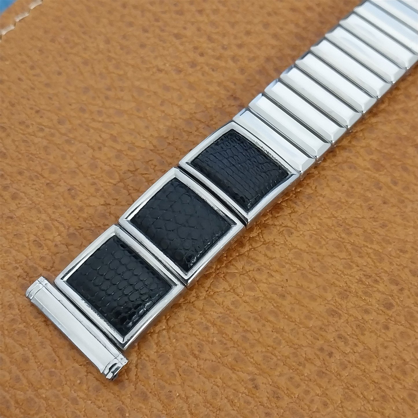 Stainless Steel & Lizard Hadley USA nos 1960s Vintage Watch Band