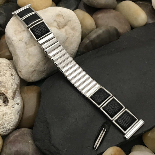 Stainless Steel & Lizard Hadley USA nos 1960s Vintage Watch Band