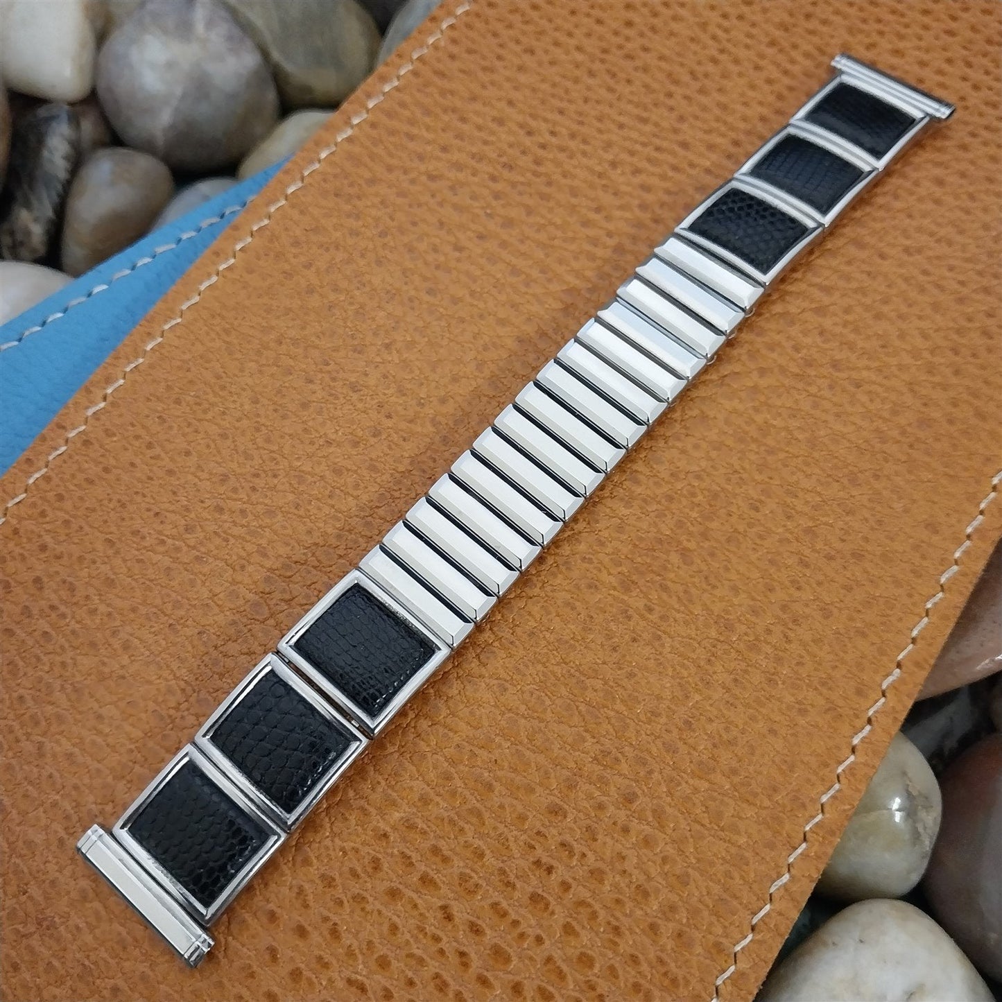 Stainless Steel & Lizard Hadley USA nos 1960s Vintage Watch Band