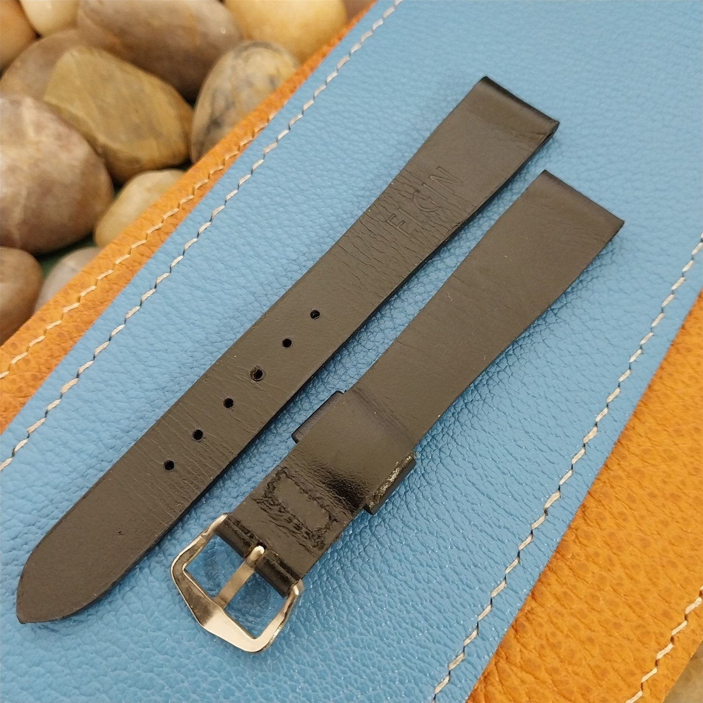 Vintage 5/8" Elgin Black Saddle Classic Tapered 16/13 nos Unused Watch Band