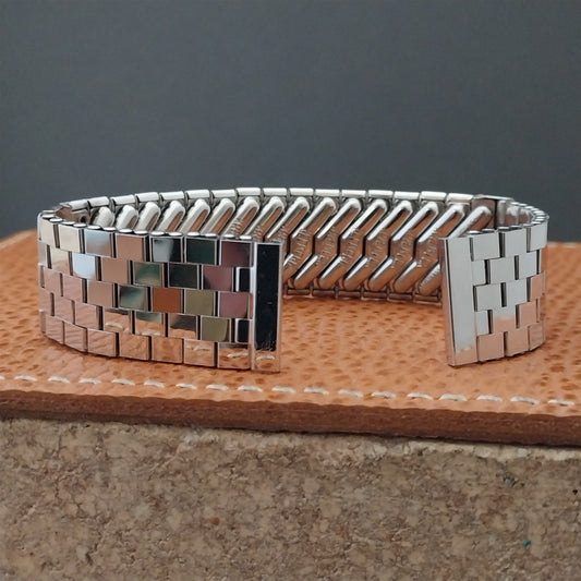 Vintage 5/8" Kreisler 10k White Gold-Fill Brick Link Classic 1950s Watch Band