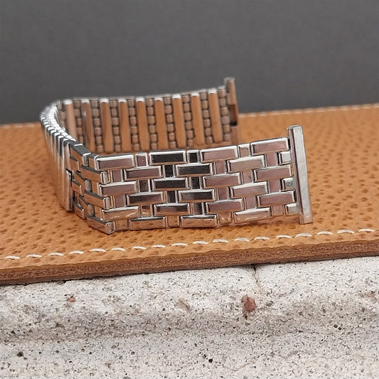 Vintage 1950s White Gold Filled Speidel Fort Knox 19mm 18mm 16mm NOS Watch Band