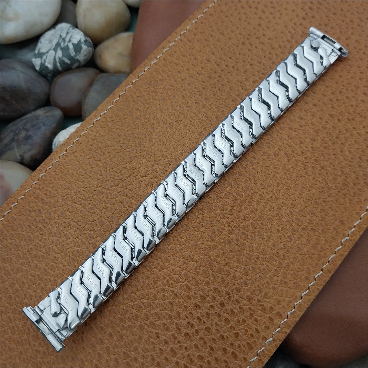 1957 10k White Gold-Filled Speidel Cross Fire Long Unused nos Vintage Watch Band