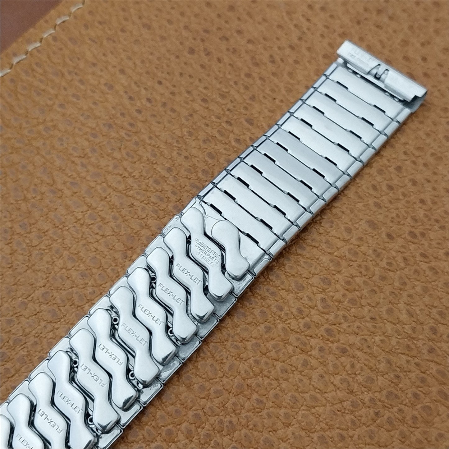 17.2mm 10k White Gold Filled Flex-Let nos 1950s Unused Vintage Watch Band