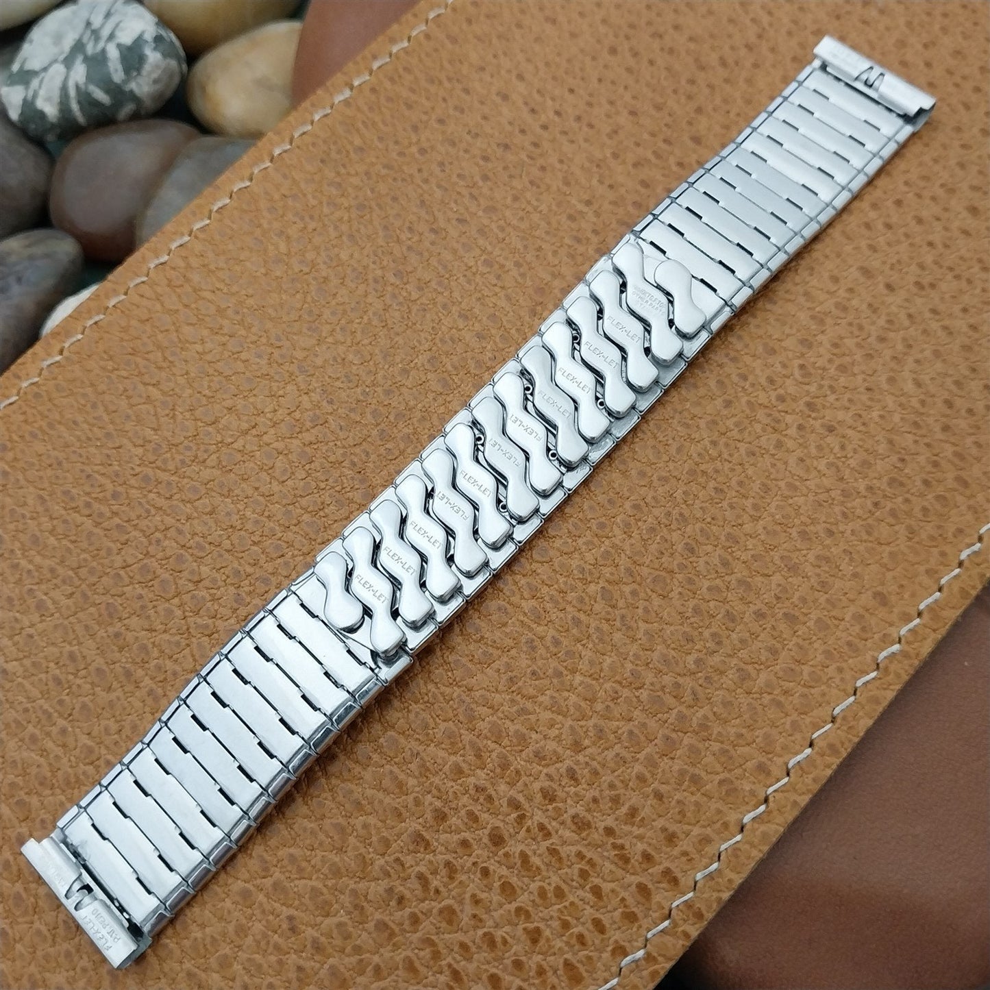 17.2mm 10k White Gold Filled Flex-Let nos 1950s Unused Vintage Watch Band