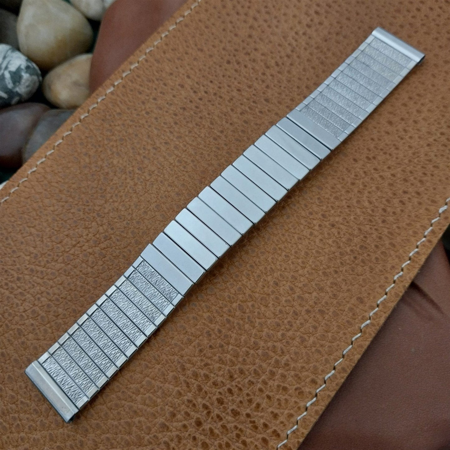 17.2mm 10k White Gold Filled Flex-Let nos 1950s Unused Vintage Watch Band