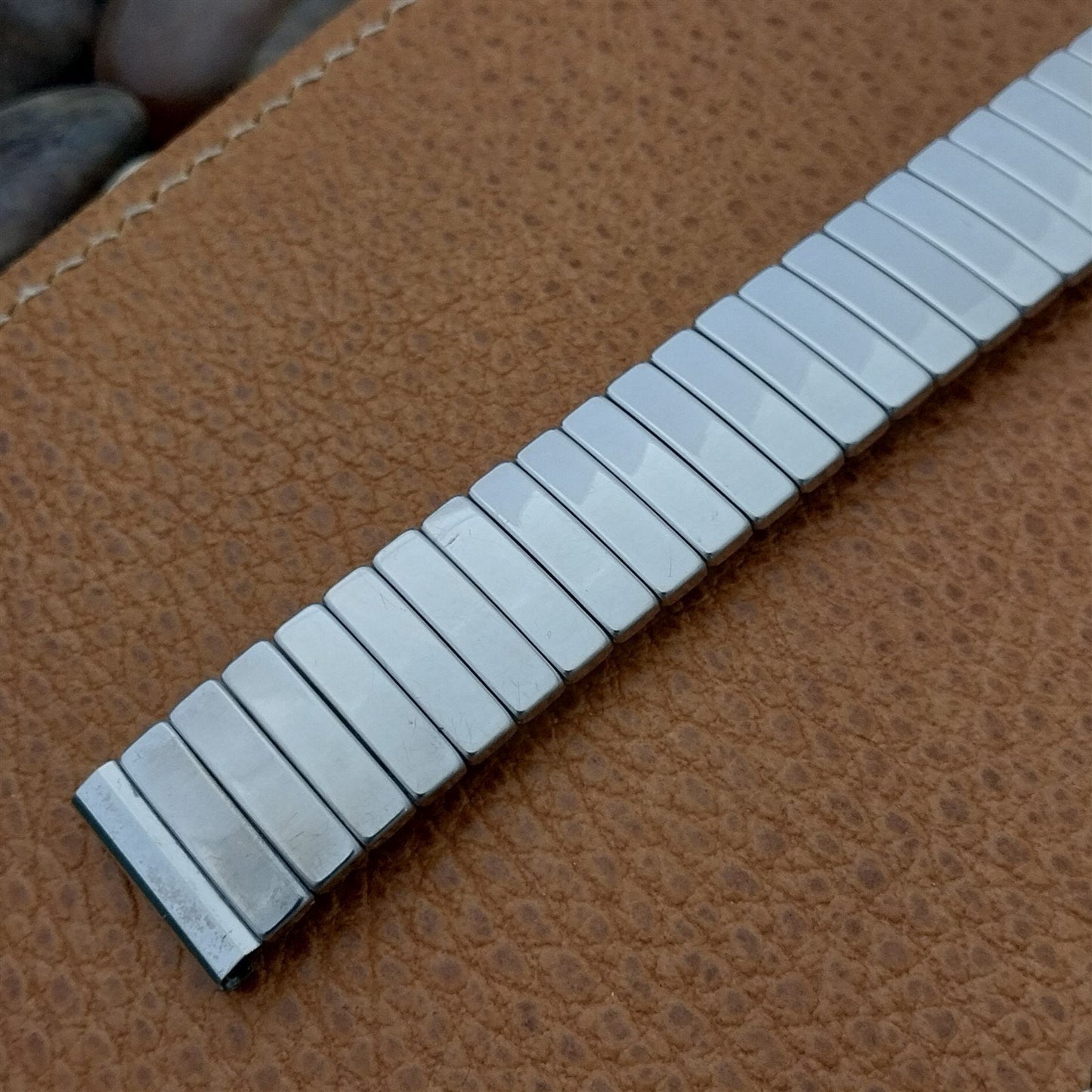 17.2mm 10k White Gold Filled Flex-Let nos 1959 Unused Vintage Watch Band