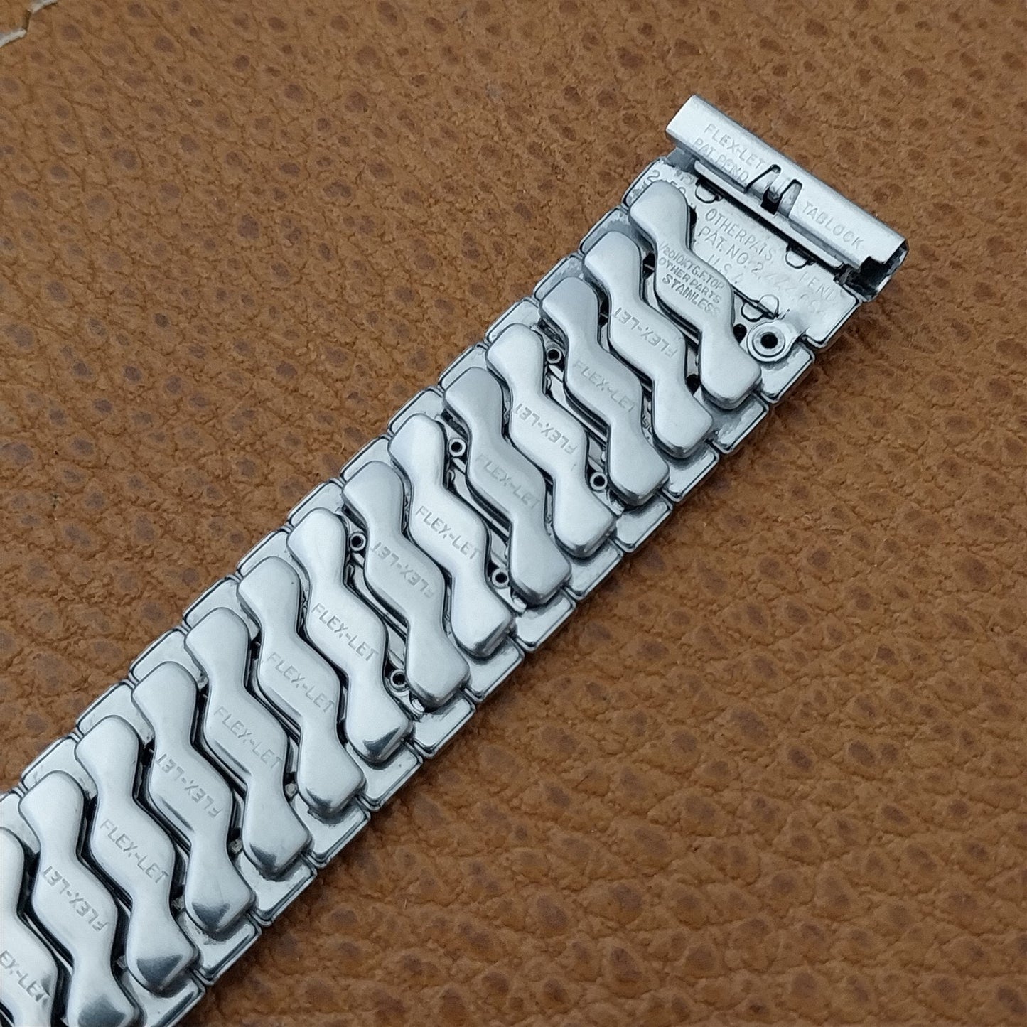 17.2mm 10k White Gold Filled Flex-Let nos 1959 Unused Vintage Watch Band