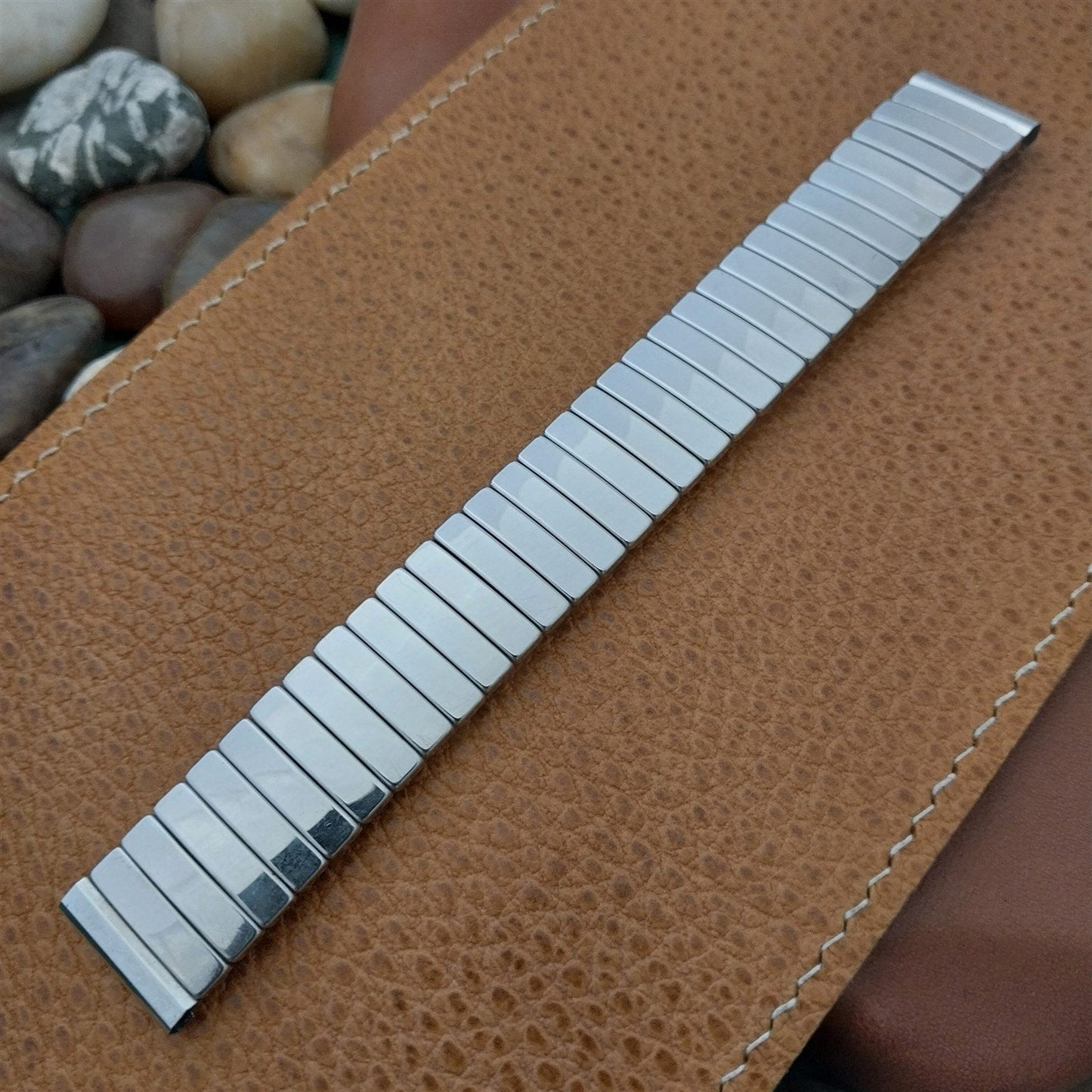 17.2mm 10k White Gold Filled Flex-Let nos 1959 Unused Vintage Watch Band