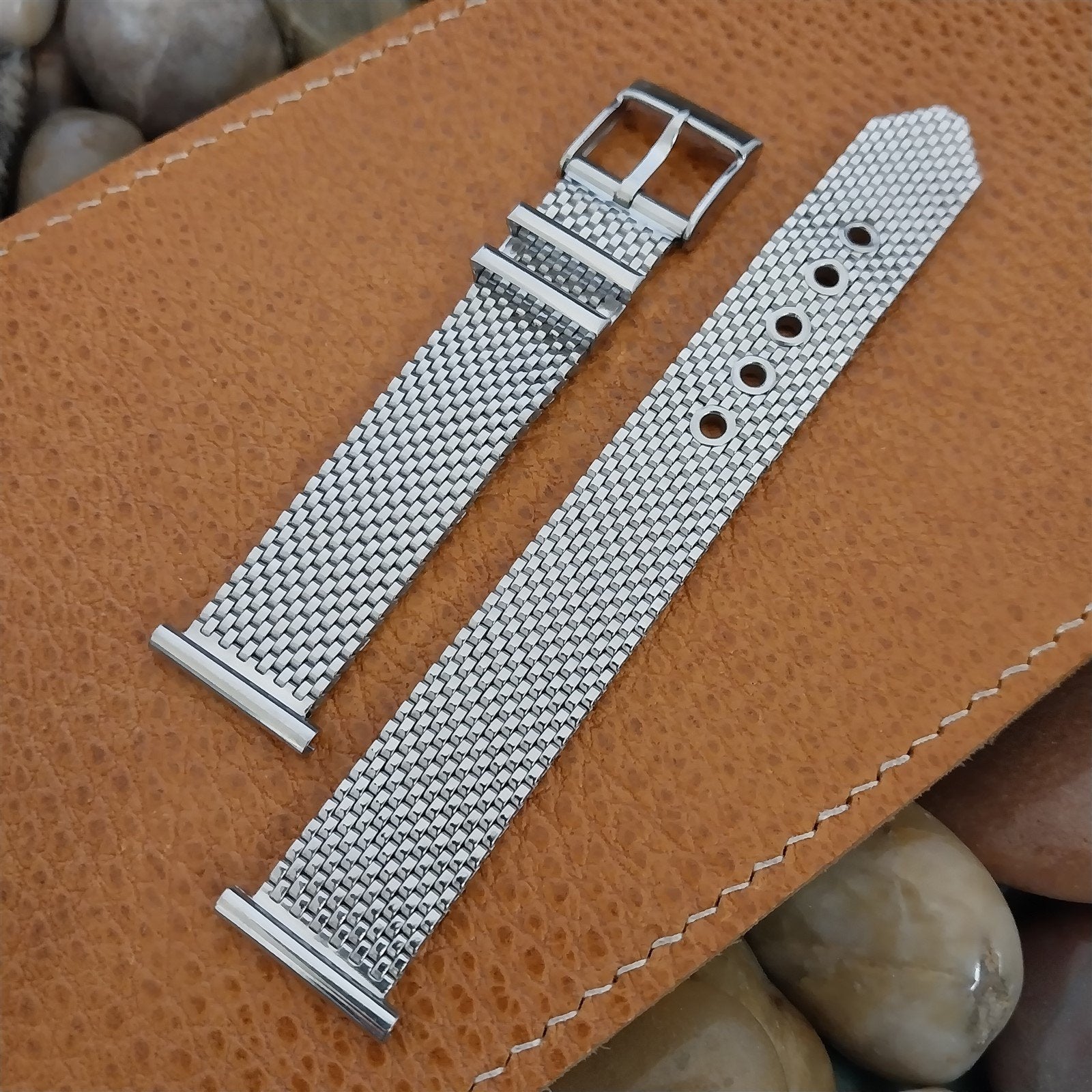 18mm 19mm 16mm 1950s Flex-Let Stainless Steel Mesh Unused Vintage Watch Band