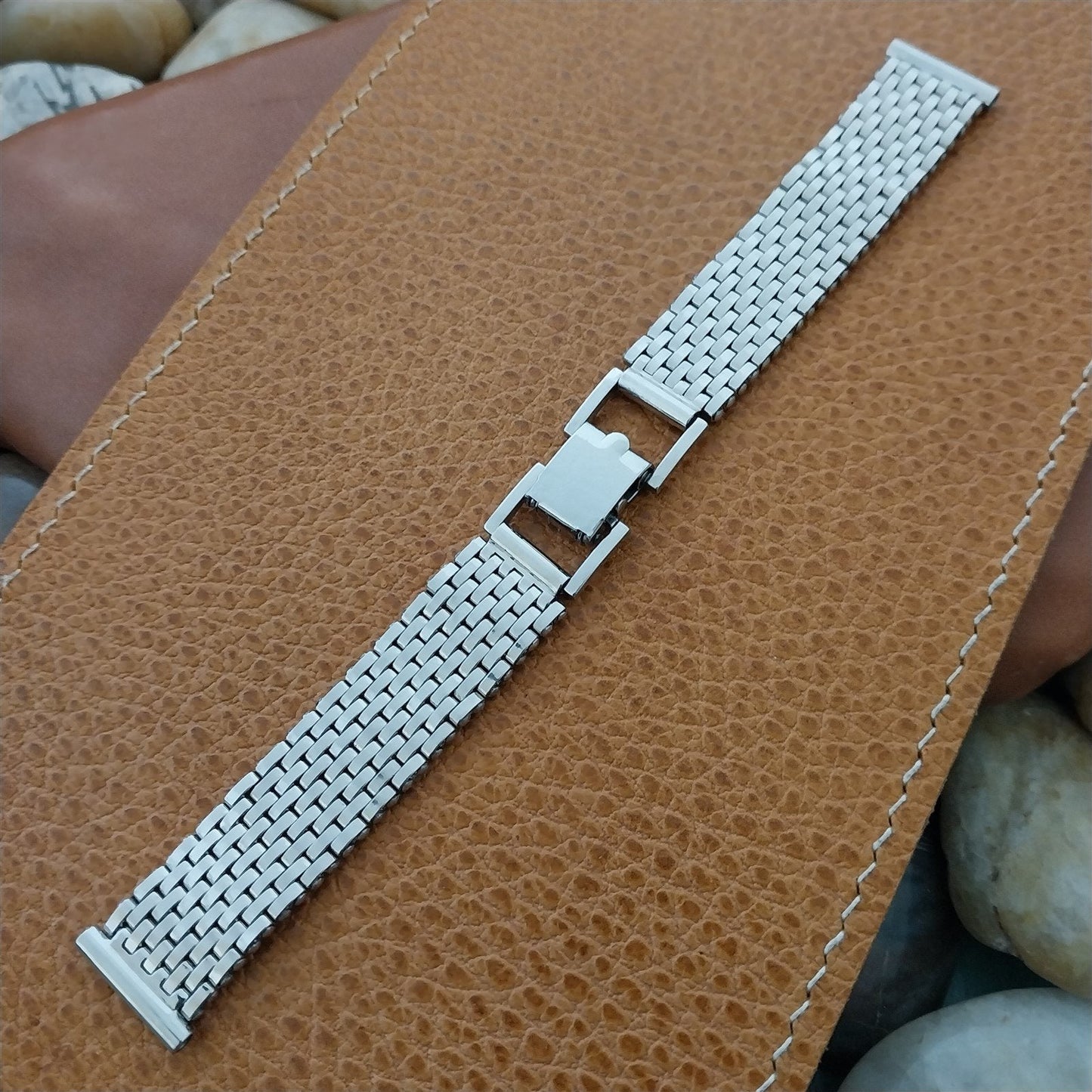 Duchess 5/8" 12k White Gold-Filled Basketweave Mesh 1940s Vintage Watch Band