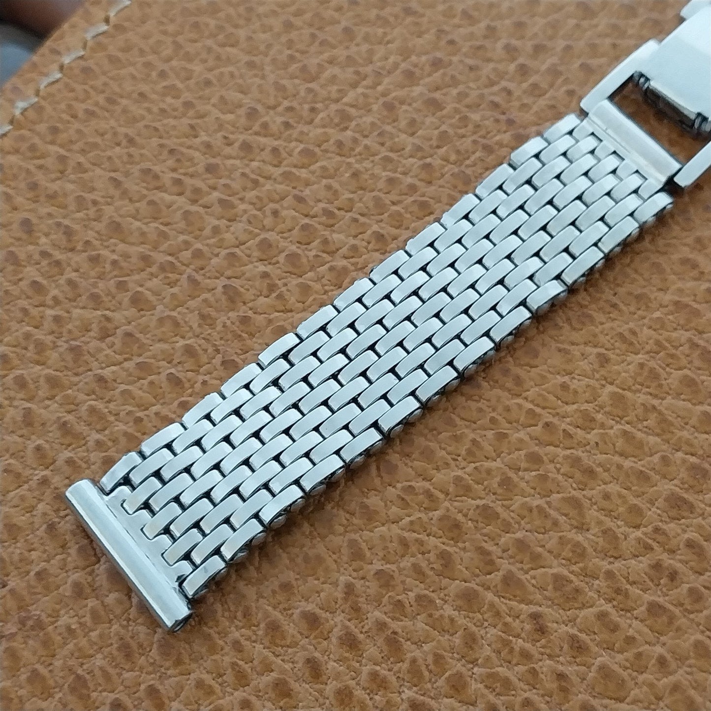 Duchess 5/8" 12k White Gold-Filled Basketweave Mesh 1940s Vintage Watch Band