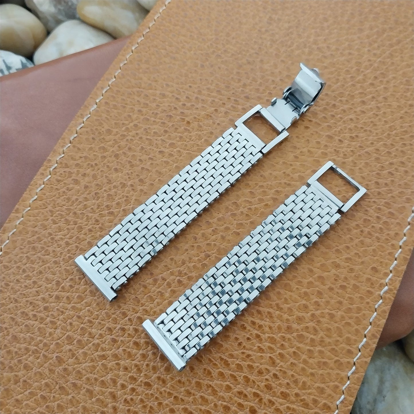 Duchess 5/8" 12k White Gold-Filled Basketweave Mesh 1940s Vintage Watch Band