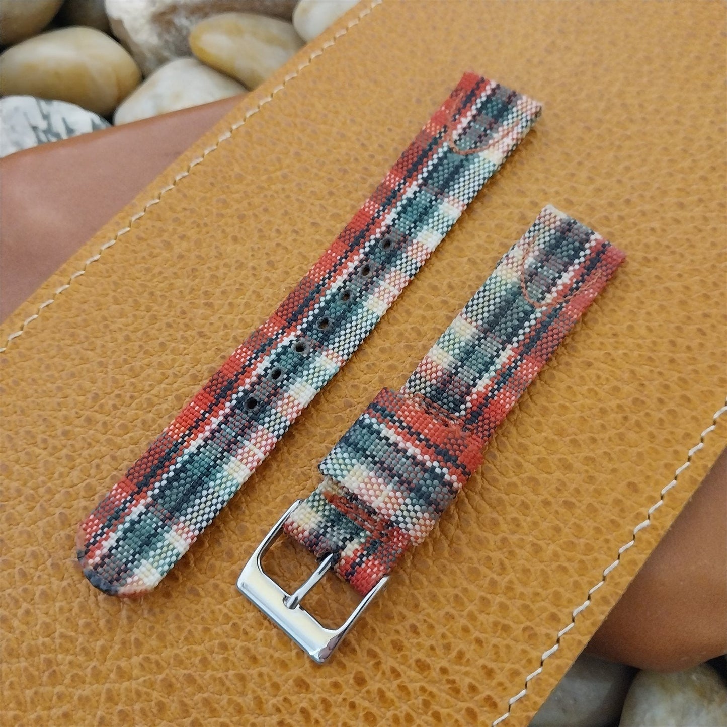 5/8" Madras Plaid Tropical Nylon nos Unused Classic 1950s Vintage Watch Band