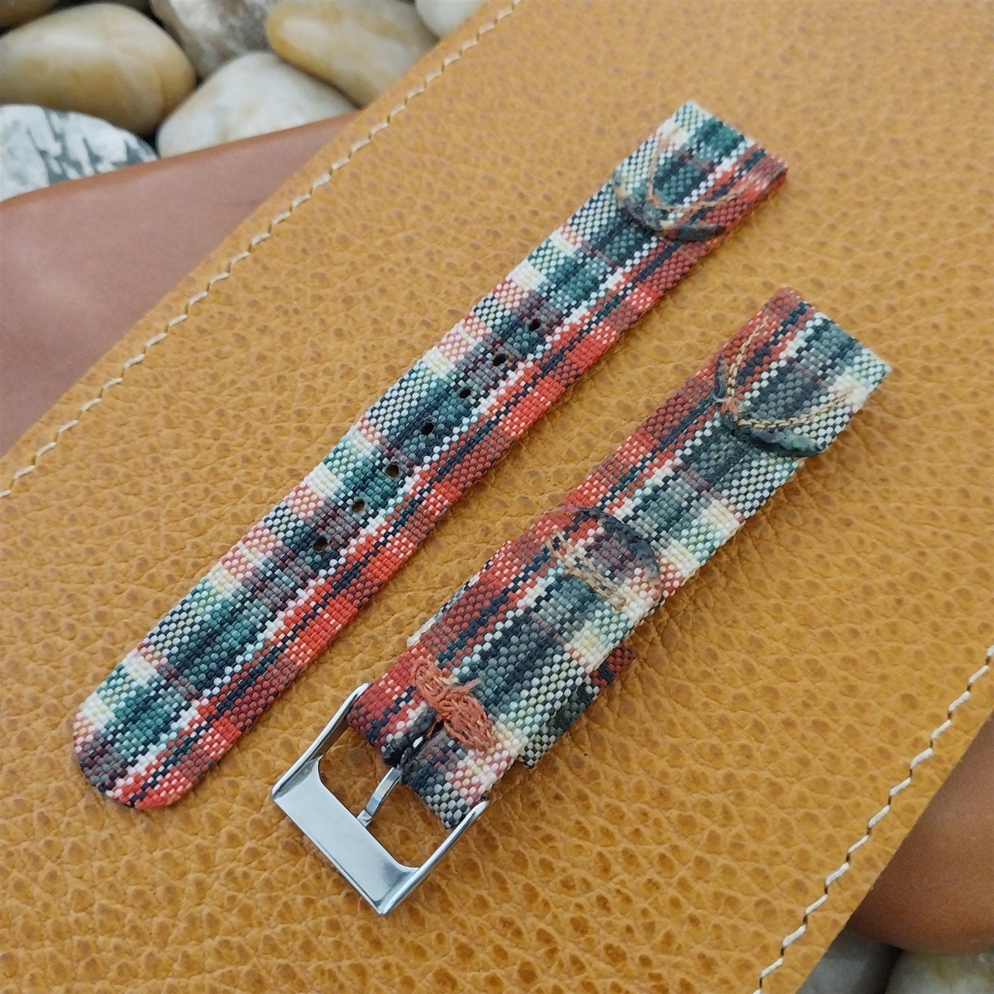 5/8" Madras Plaid Tropical Nylon nos Unused Classic 1950s Vintage Watch Band