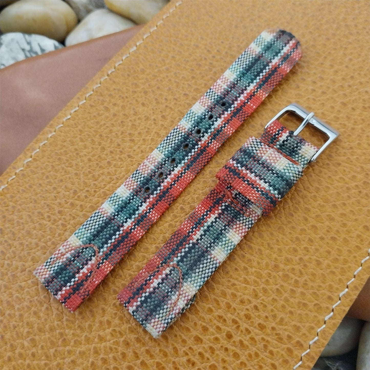 5/8" Madras Plaid Tropical Nylon nos Unused Classic 1950s Vintage Watch Band