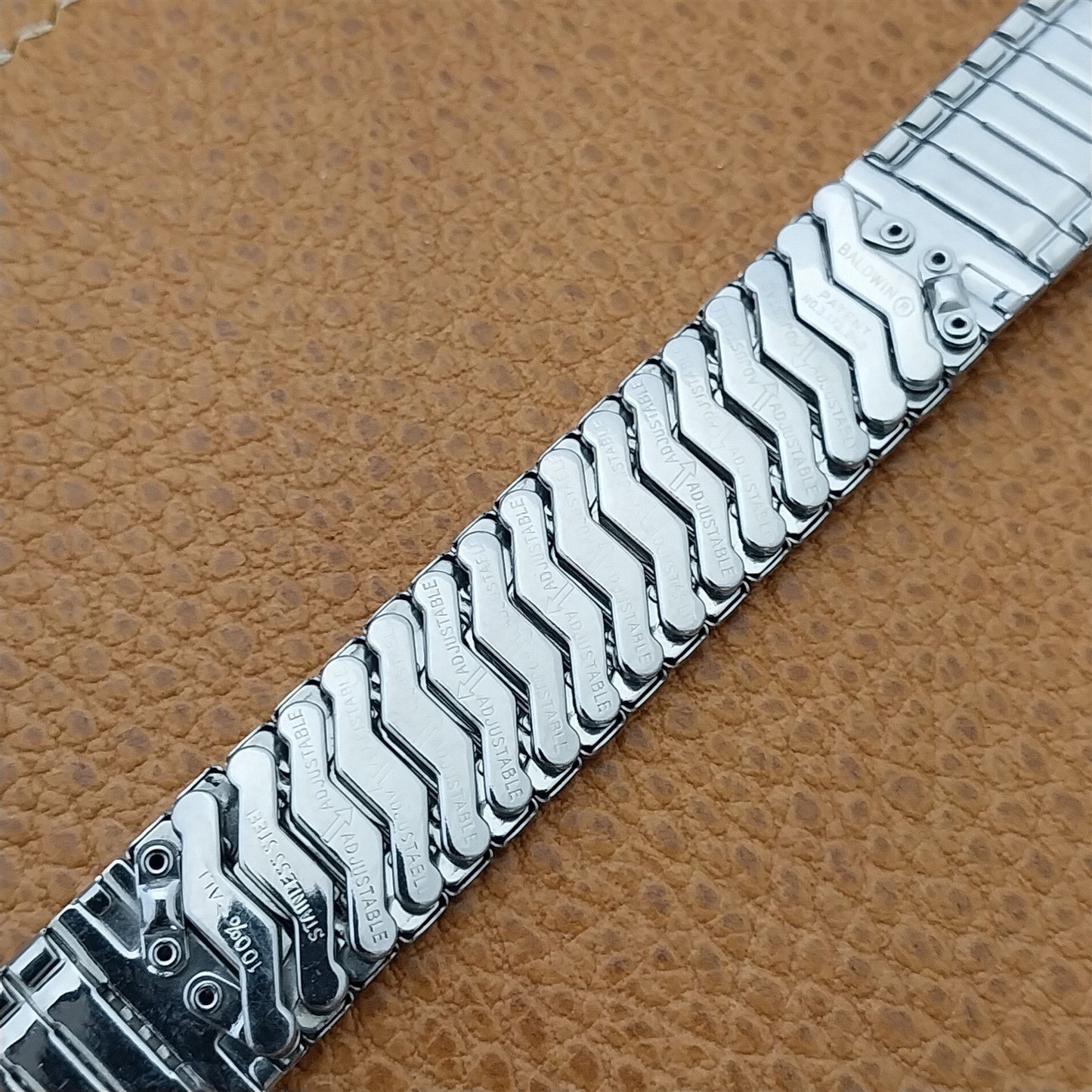 17.2mm Baldwin Stainless Steel Expansion nos Unused 1960s-1970s Watch Band