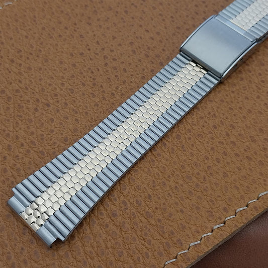 17.2mm Flared Stainless & Gold-Plated LED LCD nos 1970s-1980s Vintage Watch Band