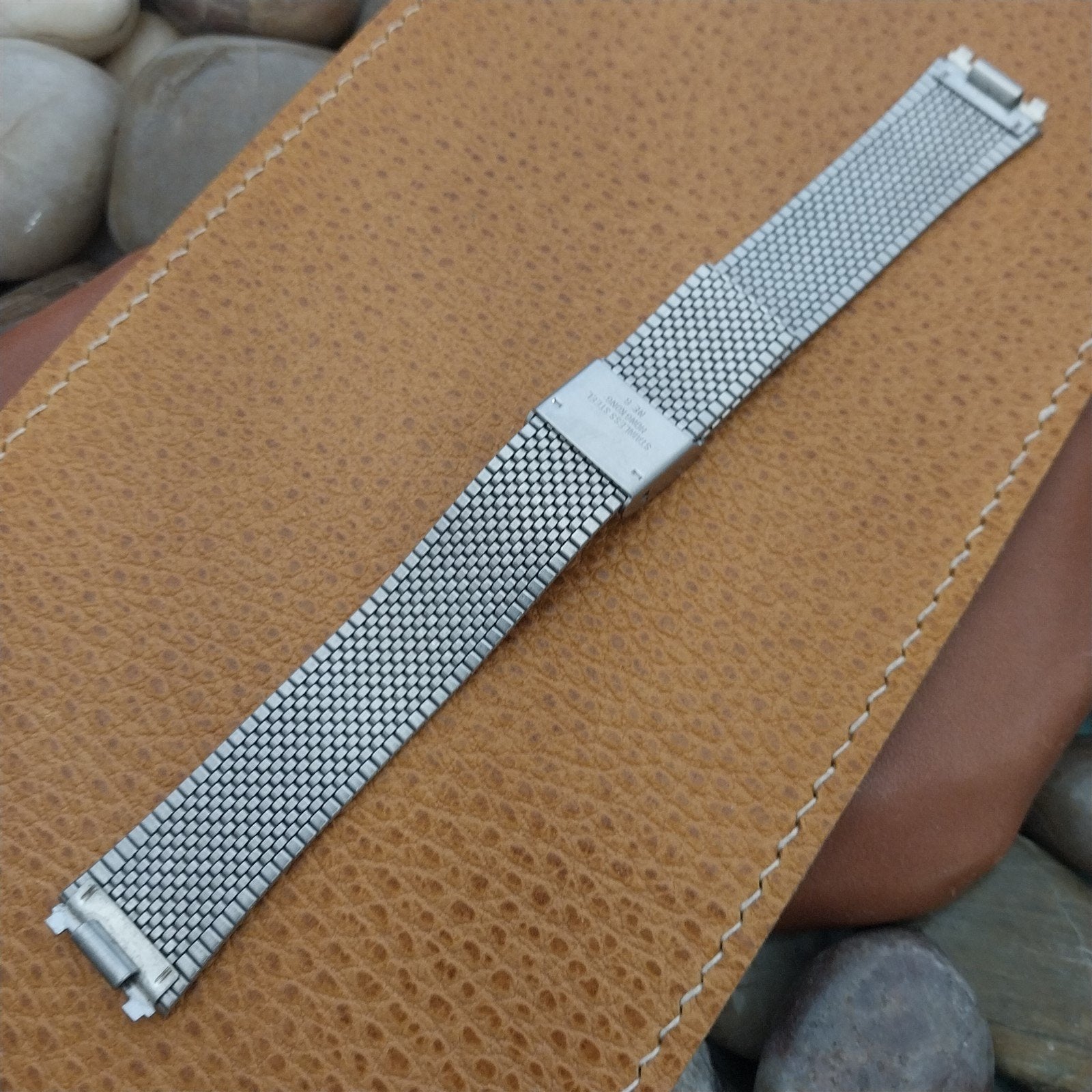 Vintage 2-Piece Stainless Steel 16mm Flared nos Unused Classic Watch Band